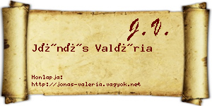Jónás Valéria névjegykártya